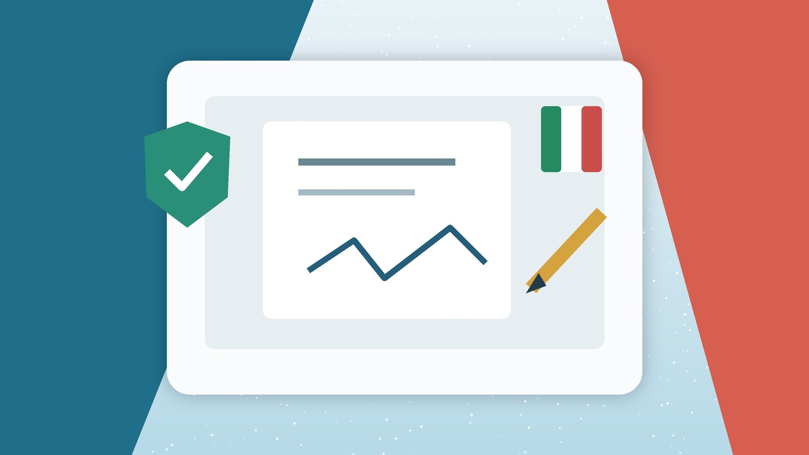 Ilustración de una tableta con documento y trazo de firma digital, acompañada por un escudo de validación y un acento tricolor mexicano.