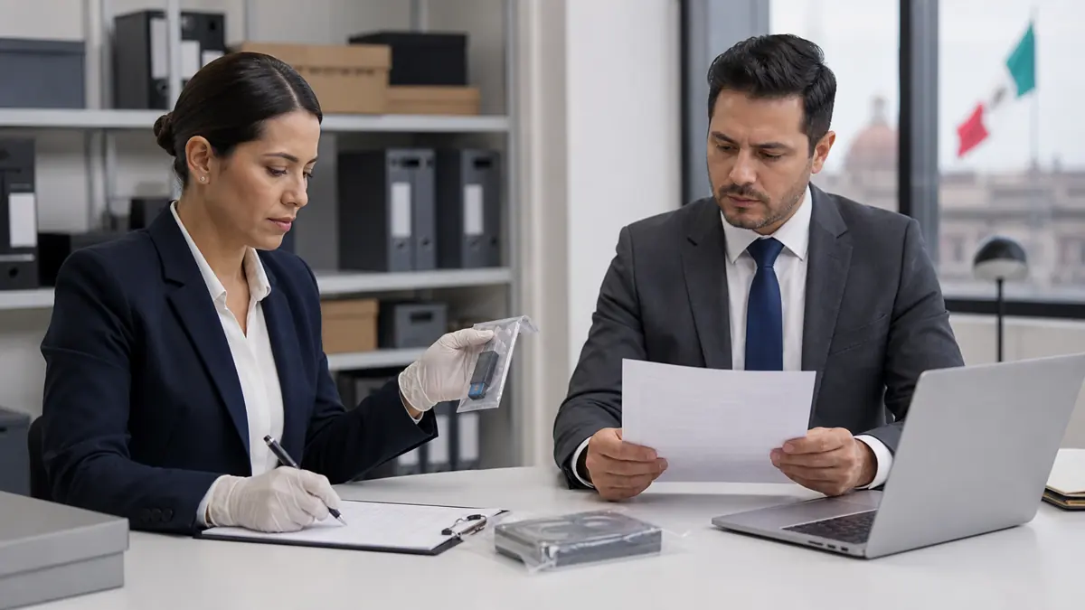 Valoración de evidencia digital: autenticidad, integridad y contexto Profesionales jurídicos revisan documentación para la valoración de evidencia digital